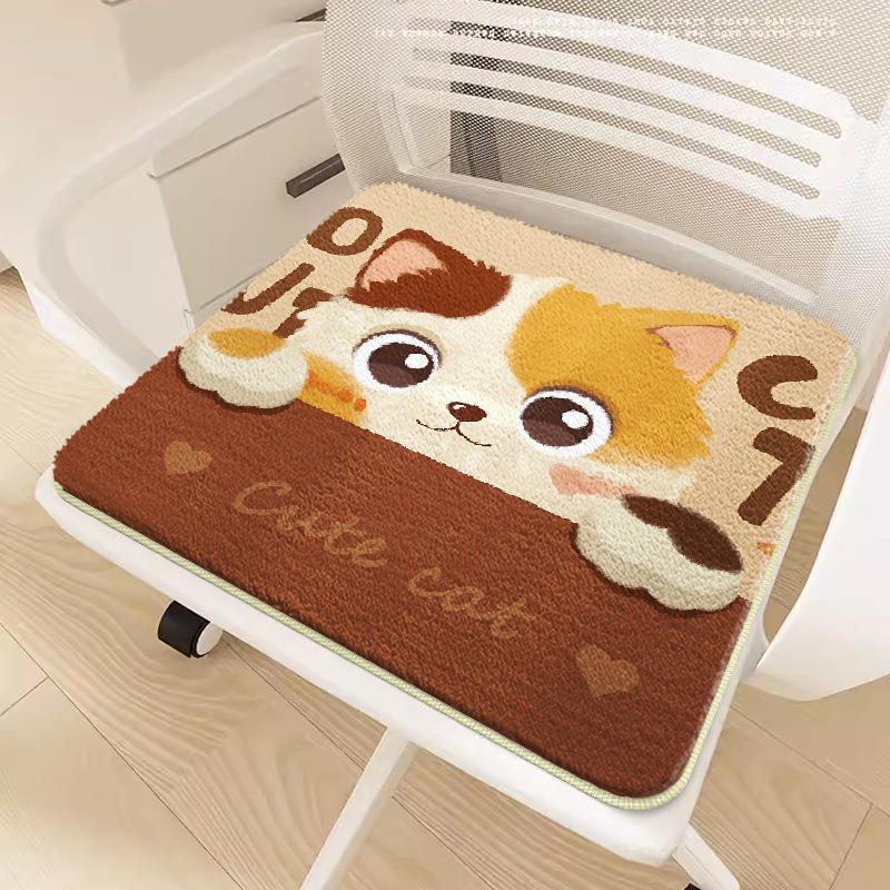 Cartoon Plush Non-Slip Chair Cushion – Soft Imitation Cashmere for Office, Student, or Sofa Seating