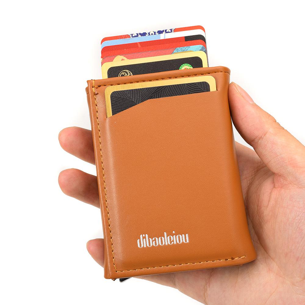 Id Card Holder Automatically Ejects Men's Card Bag Three Fold Casual Women's Mini Wallet