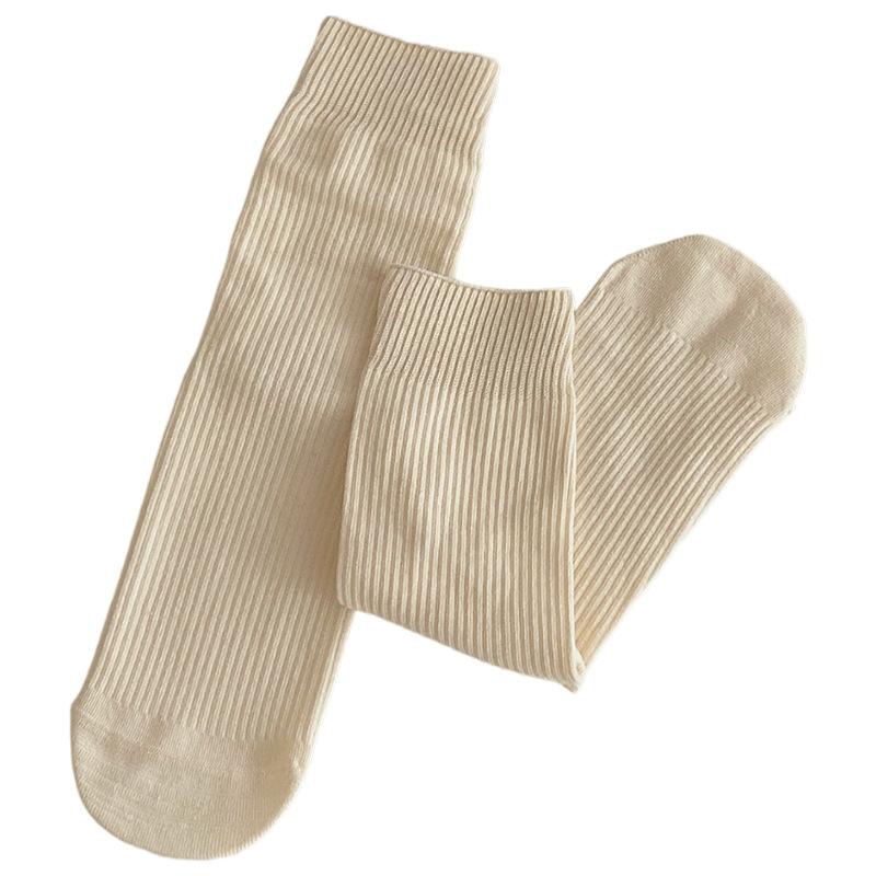Stacked socks women's autumn and winter solid color mid-tube cotton socks Korean version ins trendy simple and versatile stockings