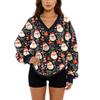 Women's V-Neck Sweatshirt Plush Solid Color Casual Fashion Long Sleeve With Pocketed Pullover Top