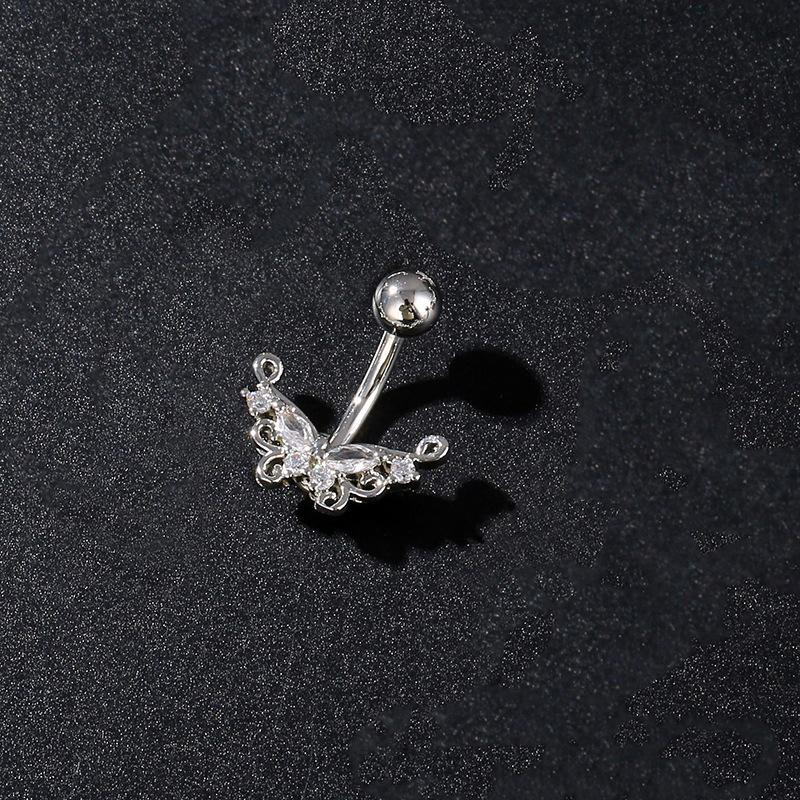 Stainless Steel Butterfly Flower Belly Button Ring Navel Piercing Ring For Women Girls Sexy Belly Piercing Ring Body Jewelry