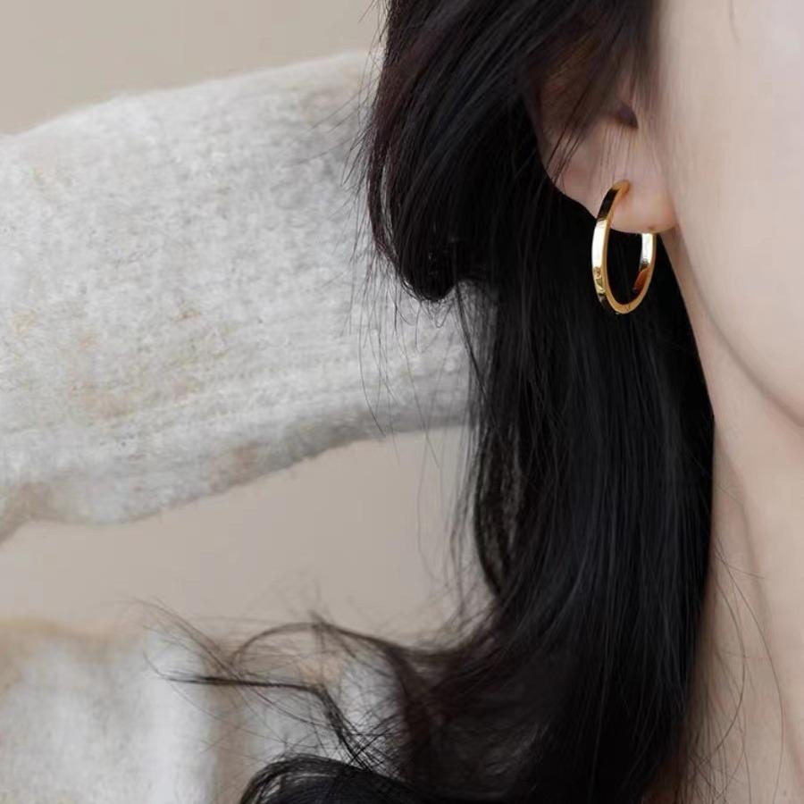 2023 Trend: 925 Silver French Circle Earrings - Niche Design Hoop Studs & Ear Cuffs for Women