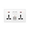 White UK Plug 13A with USB Panel UK Socket Panel, International Universal USB Mobile Phone Charging Socket, with LED Light