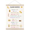 Welshower Boho Islamic Muslim Kids Poster Hanger Frame, Arabic Islamic Months Educational Wall Art Prints Decor for Classroom Toddler Kids Room