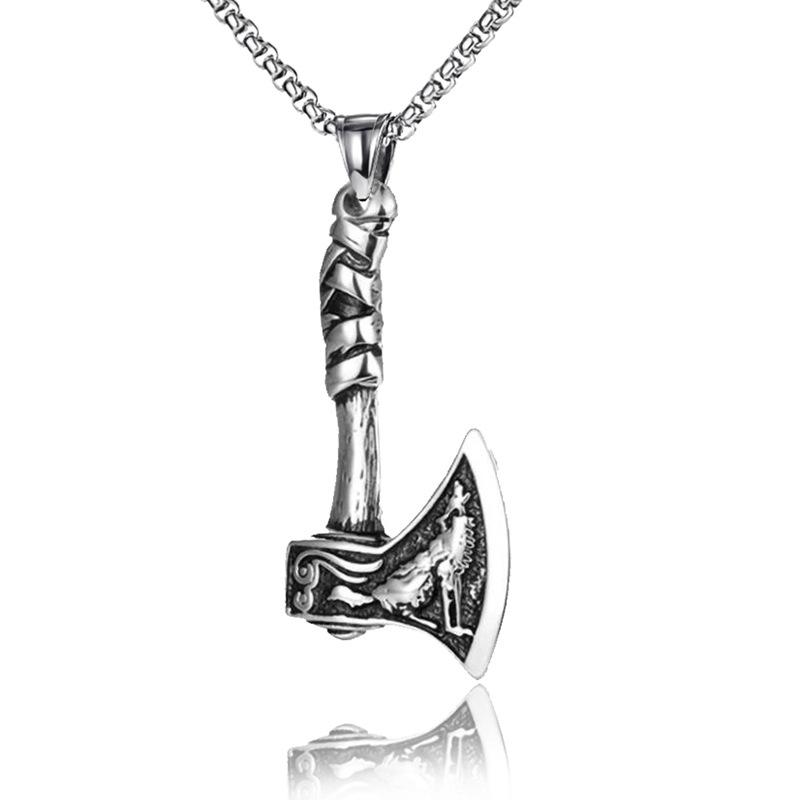 European and American Wolf Axe Titanium Steel Necklace Pendant Personalized Necklace