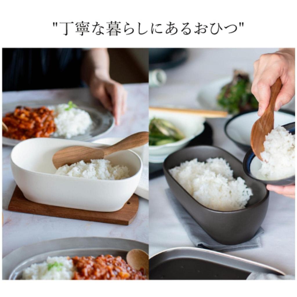 Enkiya Banko-yaki (Banko ware) Rice container for a refined lifestyle (Pale White, 1.5 go)