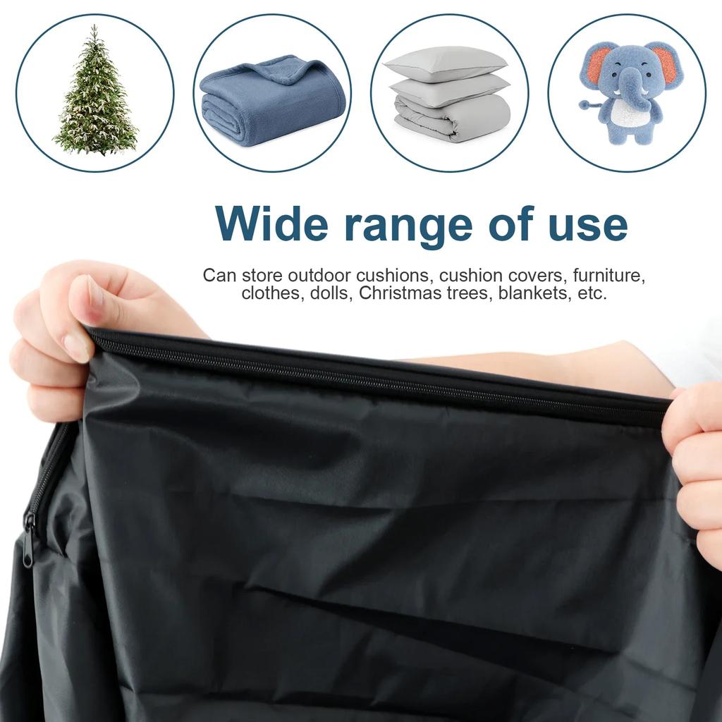 Square Furniture Cushion Storage Bag Oxford Cloth Storage Bag Waterproof Organizer Zipped Storage Bag Foldable Cushion Storage