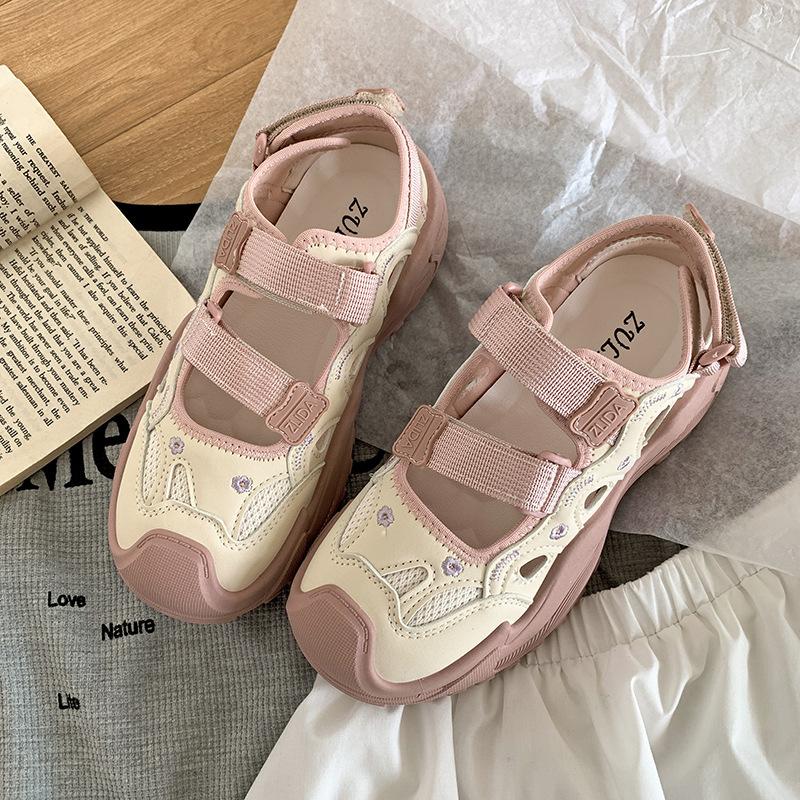 

Casual breathable white heightened thick-soled bag head sandals women s 2025 new summer outer wear fairy sports sandals 40 розовый