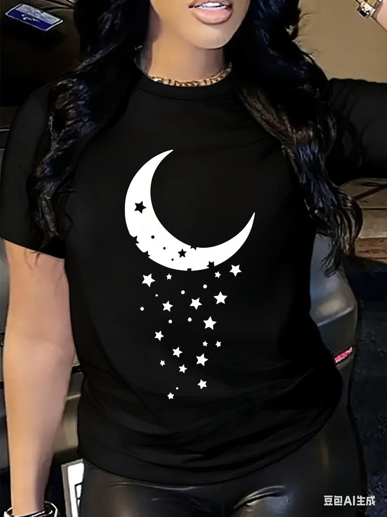 Summer Women's Printed Short-sleeved T-shirt Featuring a Comfortable and Casual Sporty Style Suitable Spring and Summer Seasons.