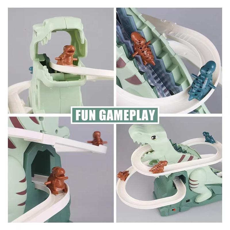 Toddler Dinosaur Climbing Slide Stairs Toy Ra Track Game Set Electric Adventure Slide Roller Coaster with Light Music Kid Gift