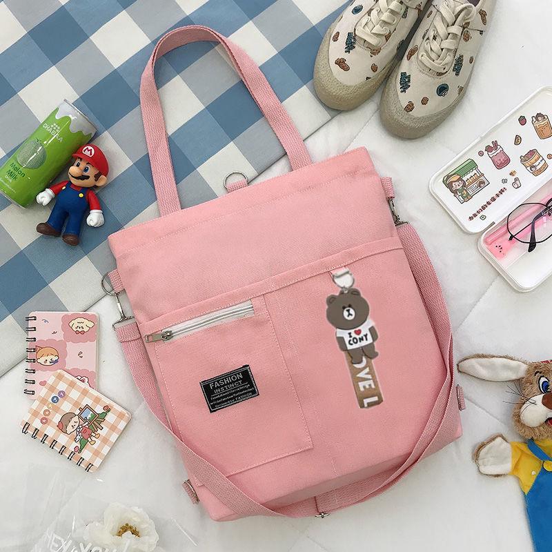 Korean Style Canvas Crossbody Tote - Versatile Large Capacity Fashion Shoulder Bag for Students