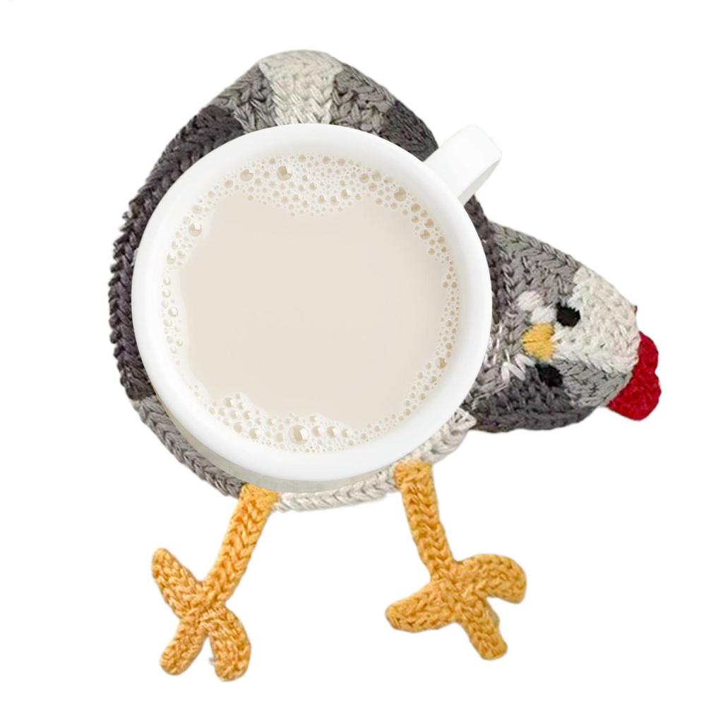 Chicken Fun Cup Mat Home Dining Table Knitted Cup Mat Crochet Drink Coasters for Kitchen Desk Home Bar Coffee