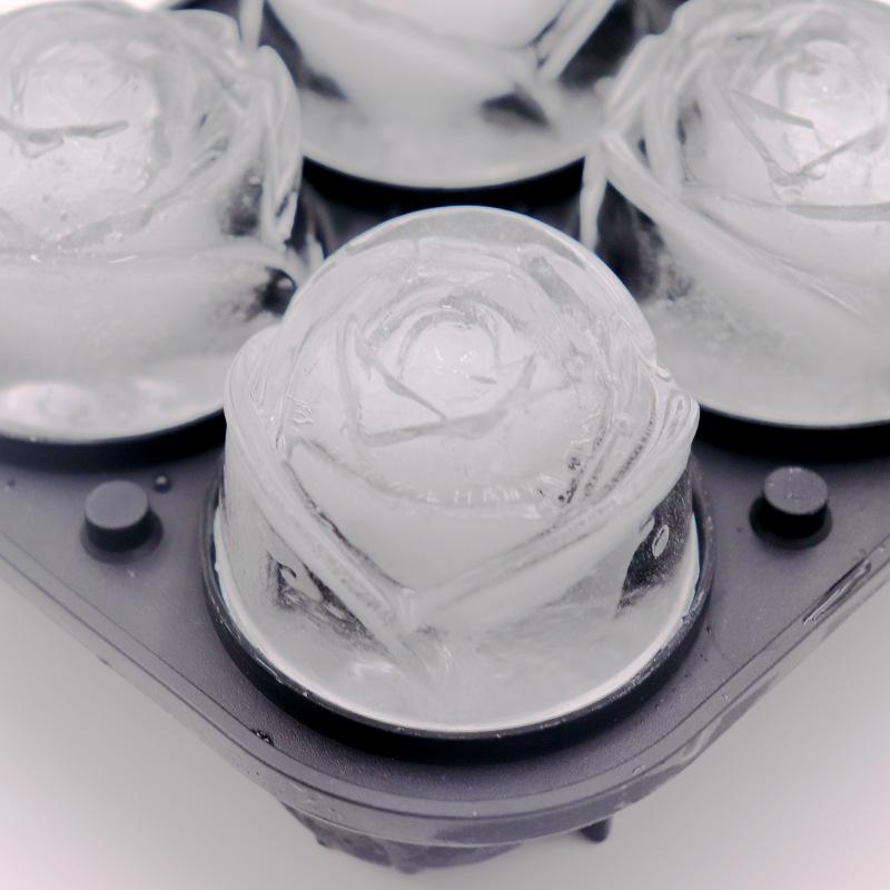 3D 5cm Rosblomma DIY Iskubsform Kakform Bricka Glassverktyg Whiskey Vin Cocktail Silikonform Iskubsbrickor Formar