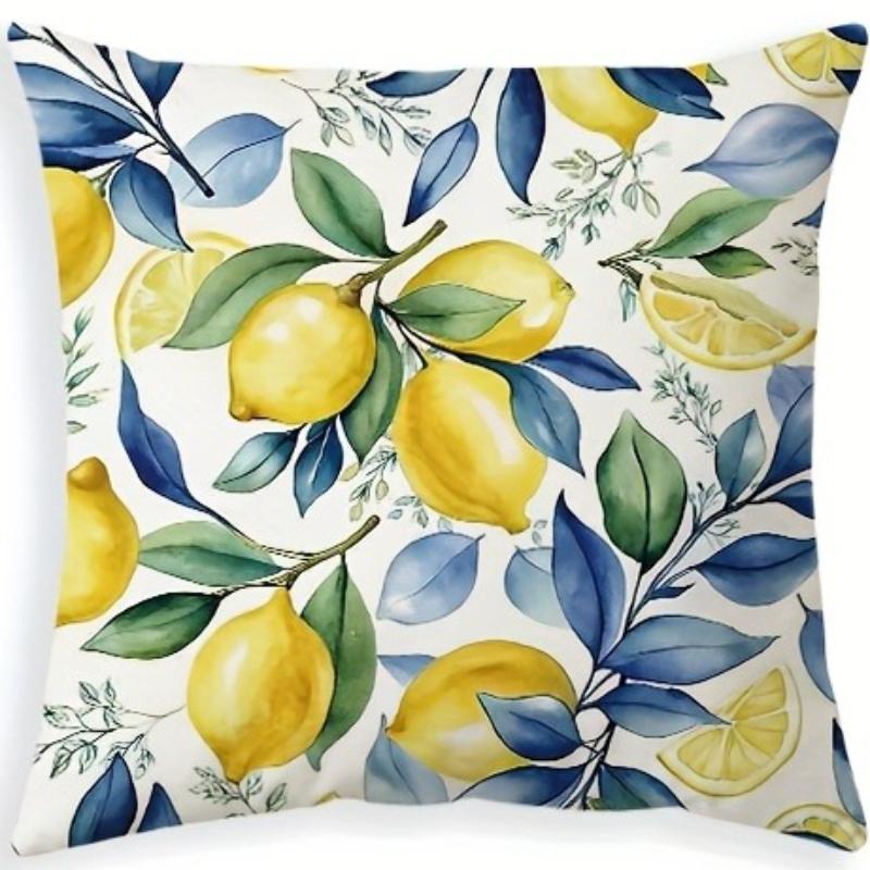 Bohemian Lemon Geometric Pillow Covers Blue Pattern Cushion Covers Zippered For Sofa Living Room Outdoor Home Decor Style