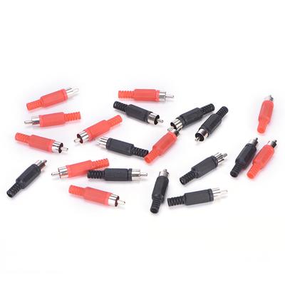 20 יחידות שחור ואדום הלחמה תקע RCA זכר מתאם מחבר אודיו וידאו