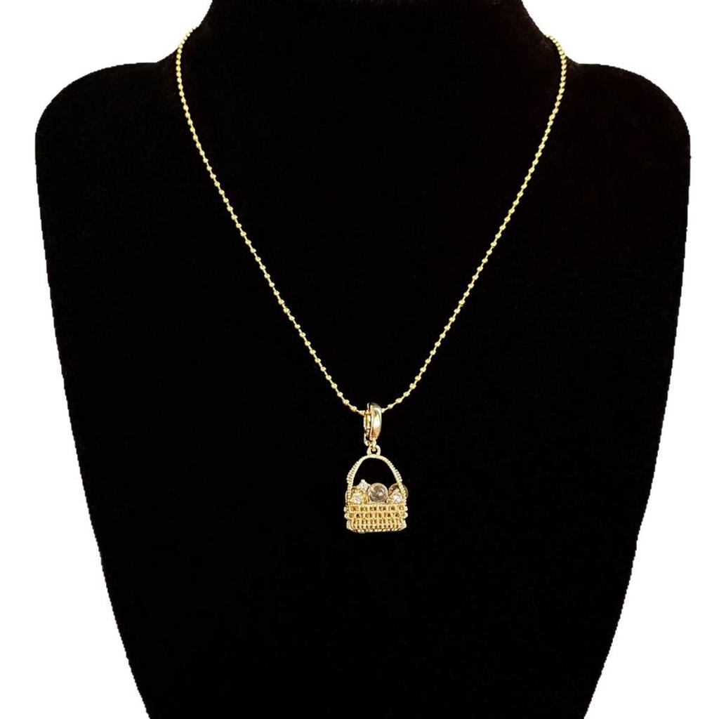 Jingxi Ji Natural Crystal Wealth Basket Pendant Necklace