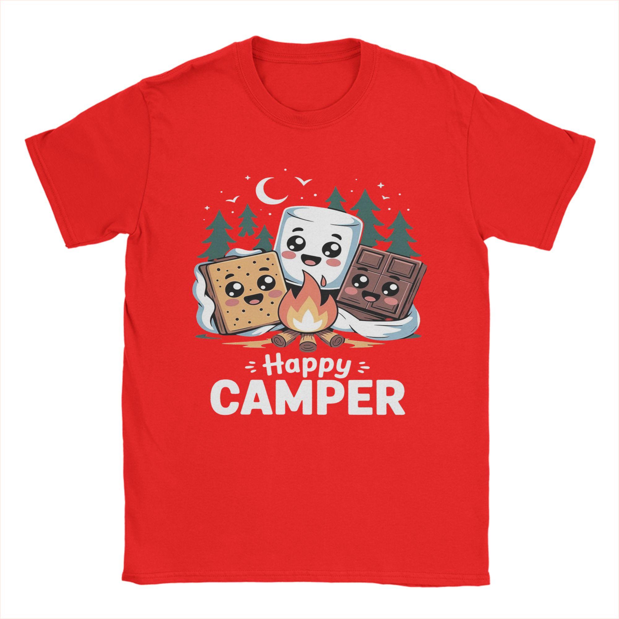 

Campfire Camping Outdoor Friends Smores Happy Camper T Shirts Mens 100 Cotton O Neck Tees Short Sleeve Tops Original S