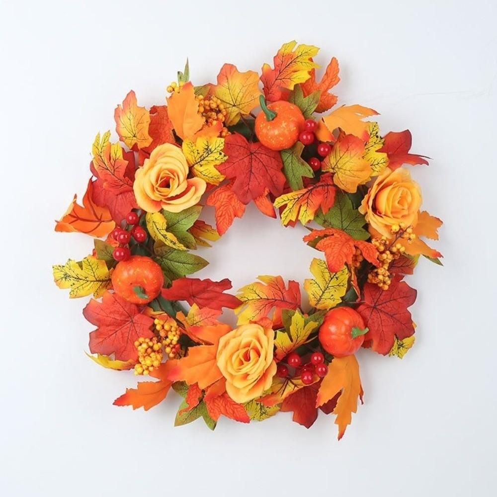 Autumn Maple Leaf Door Wreath Rustic Style Artificial Wreath Fall Wreath Farmhouse Decor