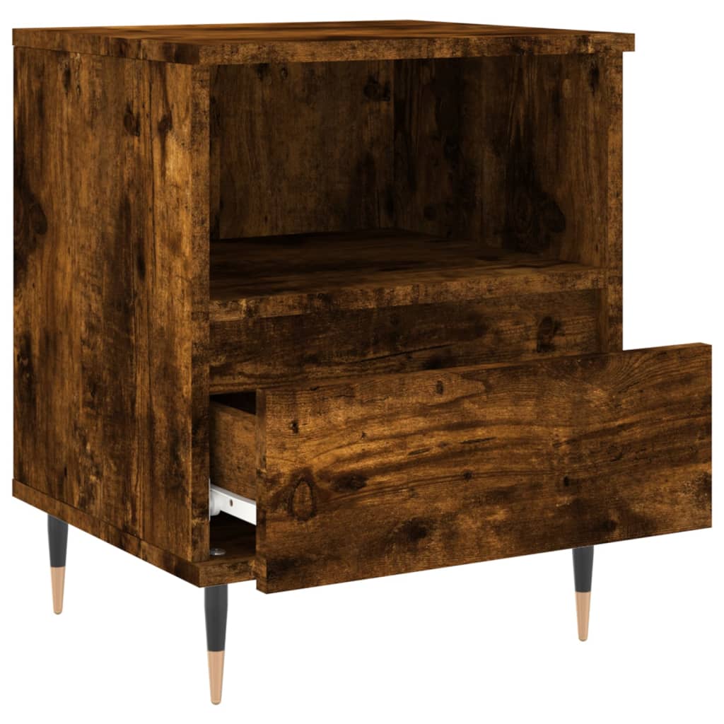 Nightstand Smoked Oak Finish 40 x 35 x 50 cm Engineered Wood