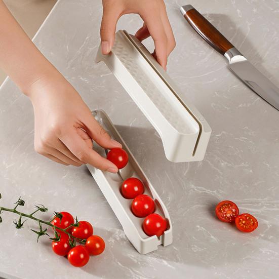 Tomato Slicer with Anti-Slip TPE Base Safe Cutting Precise Positioning Multi-Fruit Cutter Kitchen Slicing Tool