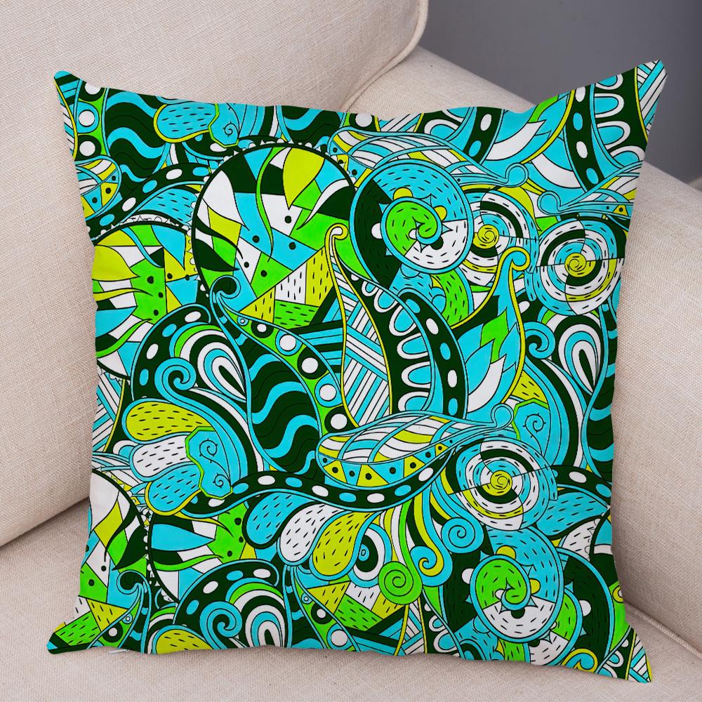 Bright Abstract Bohemian Floral Art Print Household Sofa Bedroom Decoration Pillow Cover Cushion Shell