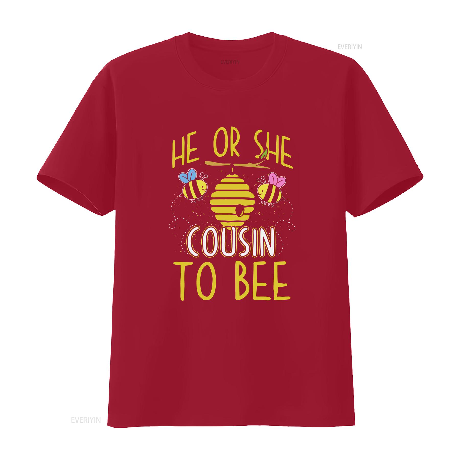 He Or She Cousin To Bee Be T Shirt Themed Party Baby Shower AnnouncemenT Gender Reveal vintage Washed Versatile Breathable S