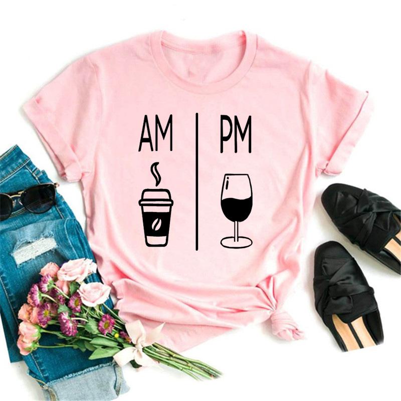 New Rose Gold Wine Glasses Tshirts Women Short-sleeve Tee Shirt Wine Glass Funny T Shirts 90s Ulzzang Female Black Tops Tees