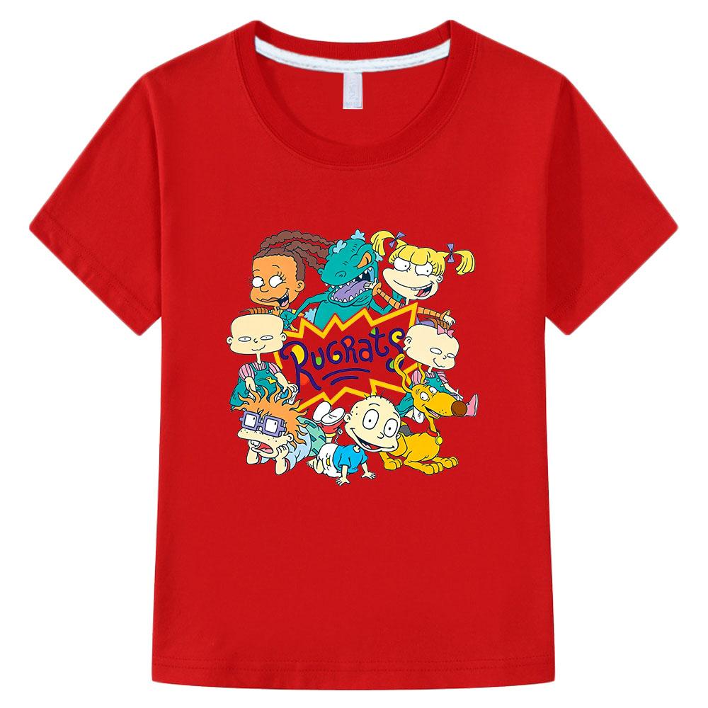 

Rugrats 100% Хлопок Детская Футболка Мультяшные Футболки Повседневные Милые Футболки для Мальчиков Девочек Детей Ретро С Круглым Вырезом С Коротким Рукавом Аниме Футболка Забавная Футболка, Летние Топы 100 красный