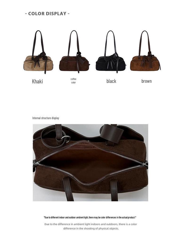 2025 Autumn Large Capacity Retro Frosted Shoulder Tote Handbag