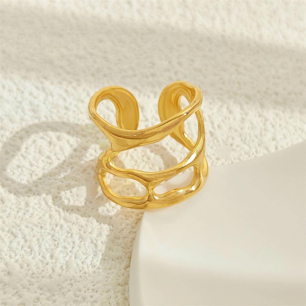 18K Gold-Plated Titanium Stainless Steel Open Ring for Women