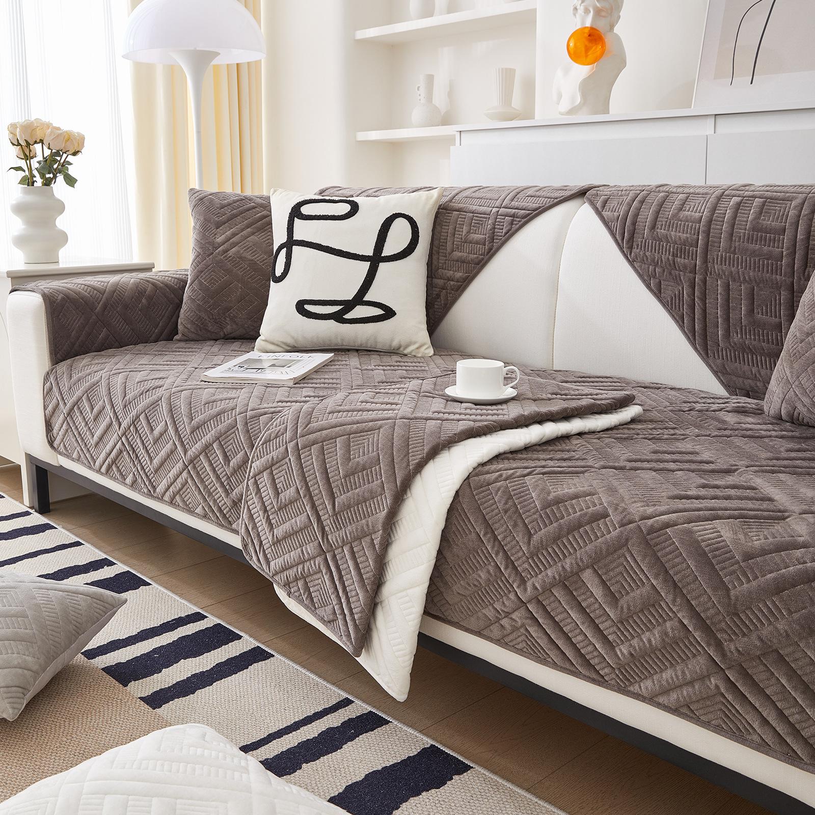 Утолщенный жаккардовый плюшевый чехол для дивана — фото 10