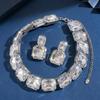 Geometric Cube Crystal Statement Earring Choker Necklace Set Women Fashionable Oversized Rhinestone Jewelry In White Or
