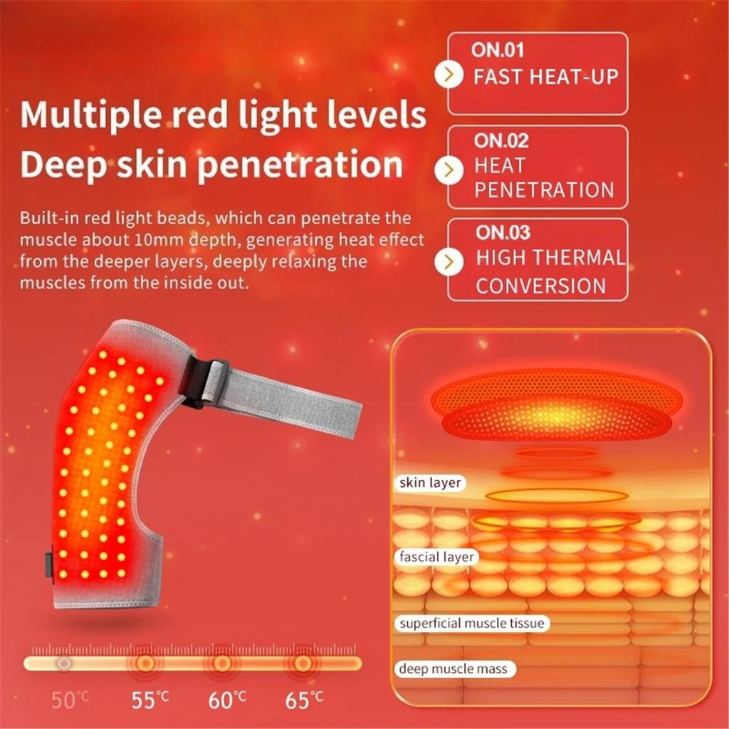 Red Light Heating Massage Shoulder Guard Shoulder Massage Support Belt Strap for Joint Brace Care Muscle Relaxation