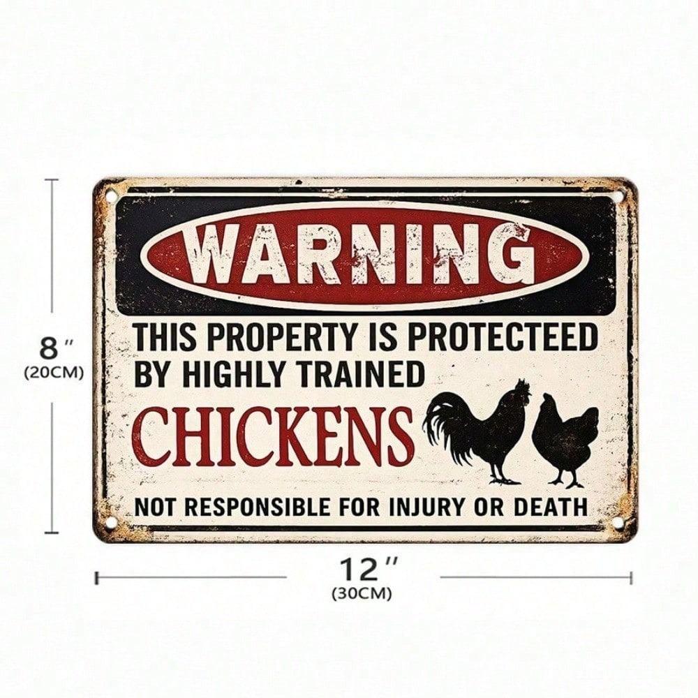 1PC Funny Chickens Tin Sign 8x12 Retro Farm Humor Metal Plaque for Coop Kitchen Wall Decor