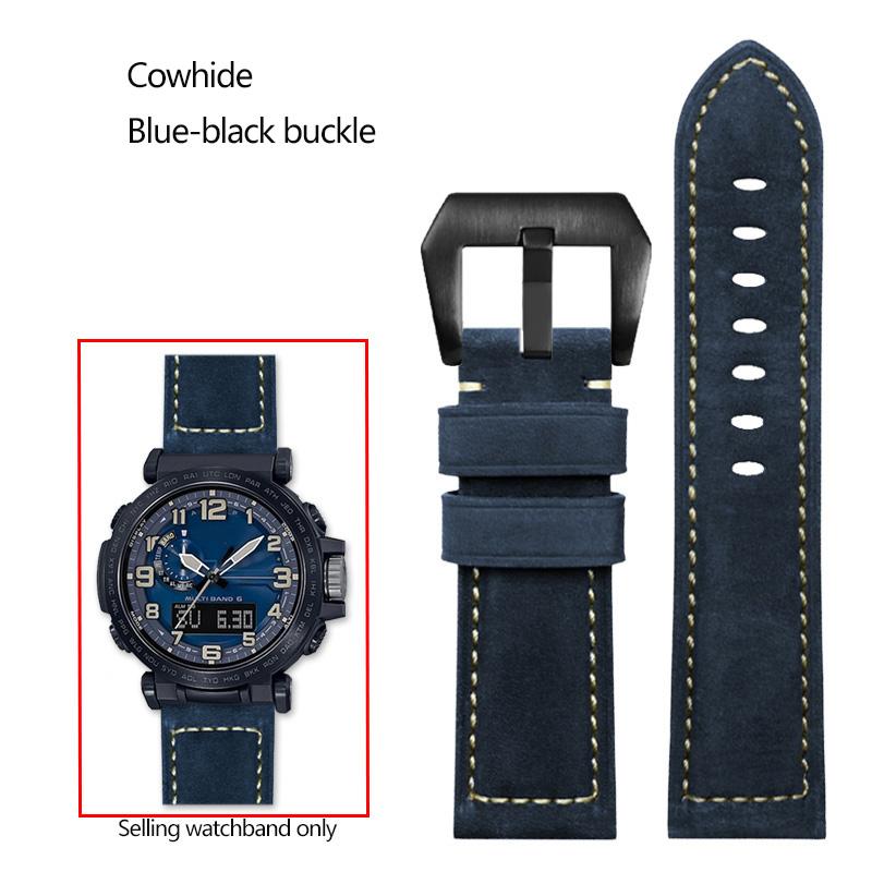 24mm Matný kožený řemínek na hodinky z hověziny, italský, pro sérii Casio PROTREK PRG-600/PRG-650/PRW-6600, náramek pro outdoorové sporty