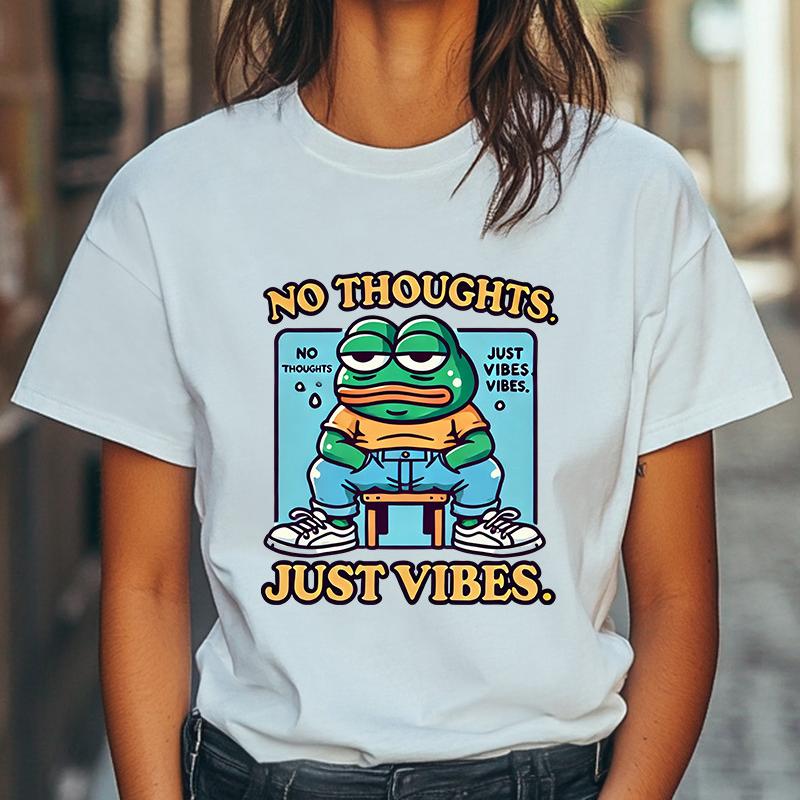 

Funny No Thoughts, Just Vibes Frog T-Shirt Meme Men Women Unisex T-Shirt S разноцветный