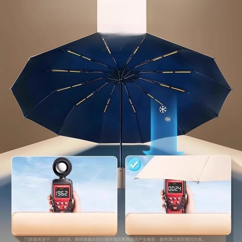 Automatisk Åpne Sammenleggbar Paraply - Stor, Forsterket, Dobbelt Formål Sol & Regn, UV-Beskyttet, Unisex