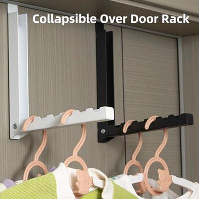 Collapsible Hooks Over-Door Coat Rack Creative Space-Saving Drying Laundry Rack Rustproof Portable Door Organizer Rack Apartment