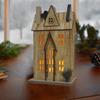 Nordic Style Aged Solid Wood LED Christmas House Ornament, 30CM High