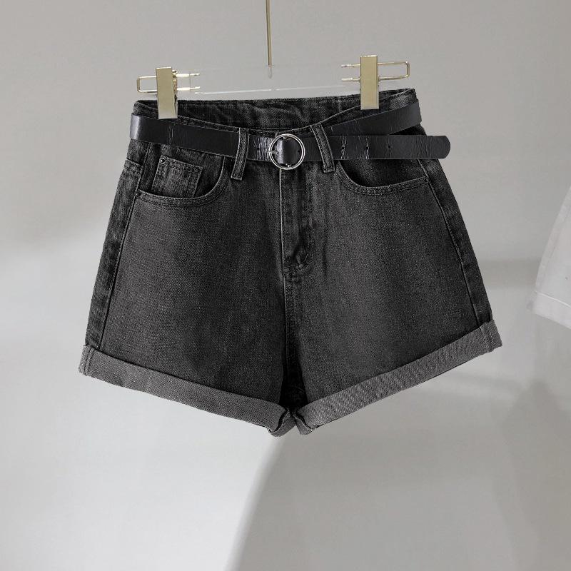 Summer 2021 Women's High Waist Denim Shorts - Loose Slimming A-line, Rolled Hem, Wide Leg, Korean Style Trend