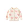 Spring and Autumn Kids Heart Combed Cotton Long Sleeves Sweater Girl Fleece-lined Cardigan Top Baby Girl Knitwear Outwear