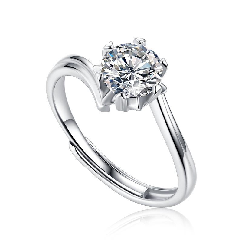 

Bague Ringen S925 Серебро с инкрустацией 0,5-3 карата Муассанитом с платиновым покрытием Поворотное кольцо со снежинкой Новые серебряные украшения