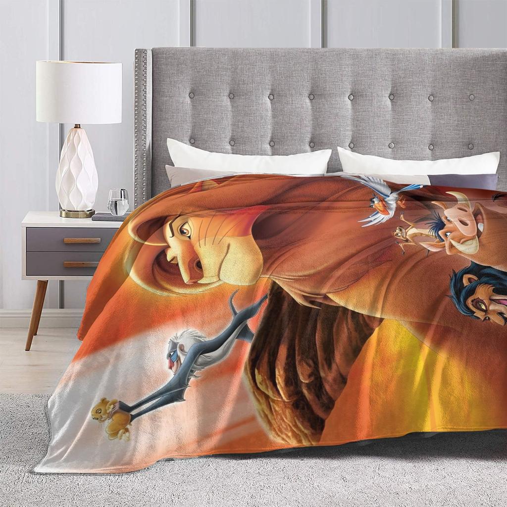 Lion King Blanket Funny Cartoon Simba Flannel Novelty Warm Throw Blankets for Bedding Lounge Autumn/Winter