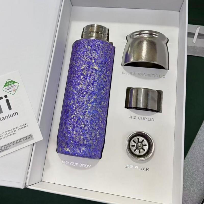 Titanium Vacuum Insulated Travel Mug With Magnetic Lid Tea Strainer 450ml Stainless Steel Cup Office Home Outdoor Use