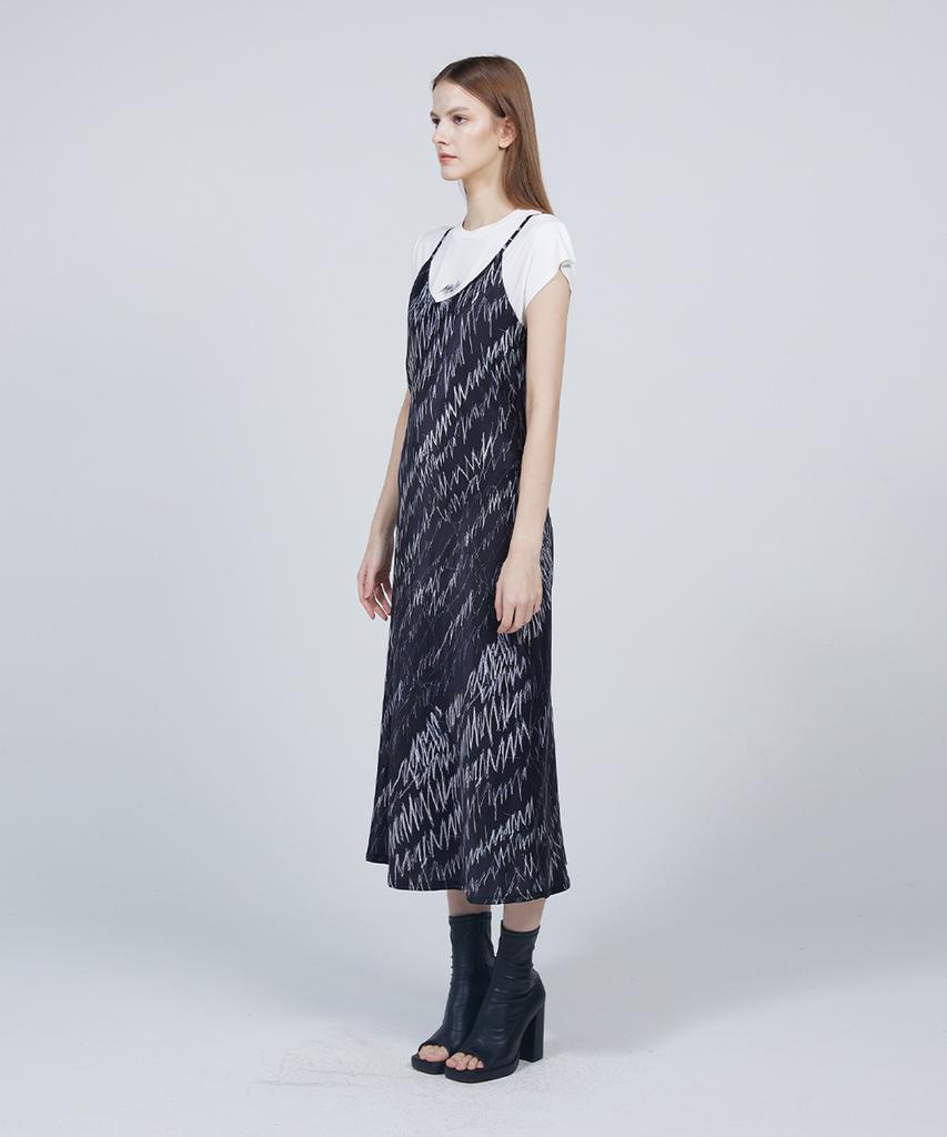 Meuameu [Essential] Signature Pattern Sleeveless Midi Dress
