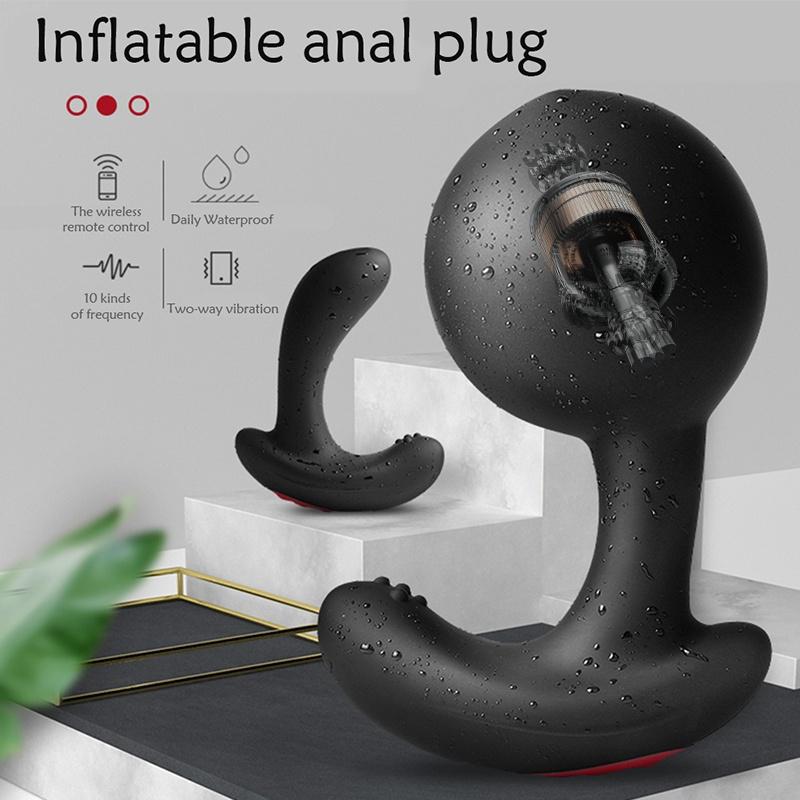 Male Prostate Massager Wireless Remote Control Anal Plug Vibrator Huge Butt Plug Inflatable Vagina Anal Sex Toys for Men 18