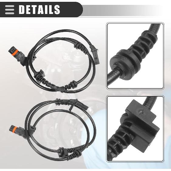 Motoforti Front Left Right ABS Sensor, Wheel Speed Sensor, for Mercedes-Benz CL500 2007-2008, Plastic, No.2215401417, Black, 2pcs