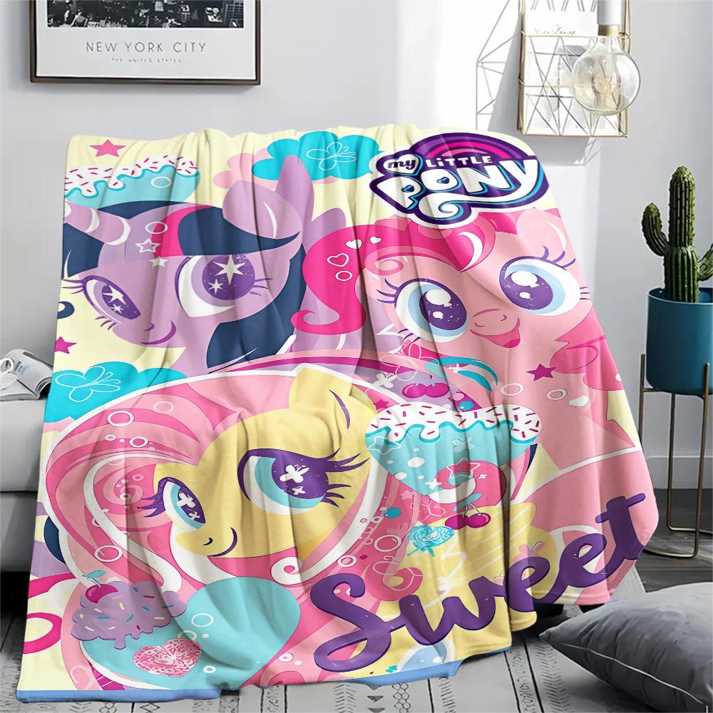 1Pc My Little Pony Print Flannel Blanket, High quality Comfortable for All Seasons, Home Decor, Warmth and Comfort, Perfect for Gifts