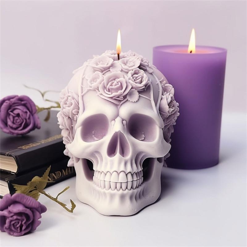 Skull Statue Candle Molds for DIY Candle Gypsum Ornaments Halloween Decorations