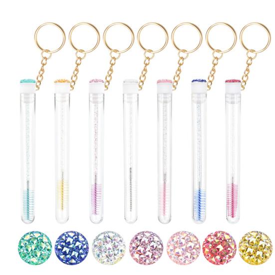 Yousheng 1 Set Eyelash Brush with Rhinestone Buckle Fashion Special Pipe Cosmetic Tool Plastic Faux Crystal Eyelash Brush for Female